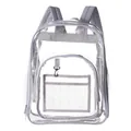 Clear waterproof PVC backpack with grey straps and front mesh organizer pocket - Large / Light Gray