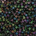 Black acrylic round beads with colorful neon heart patterns for DIY jewelry making - Black & Neon Heart