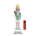 38cm macaron wood nutcracker soldier ornament with mint green base and pink details - 38cm / Macaron Green(Z3827)