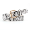 Cintura sottile vintage da donna con motivo serpente bianco e nero e fibbia quadrata dorata - Snake Print / Bianco