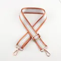Adjustable thickened canvas bag strap in orange and silver stripe with gold metal hooks - A29 Stripe Shimmer
