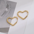 Chic 18K gold plated heart hoop earrings in stainless steel for a minimalist look - Gold Minimalist Heart Hoop