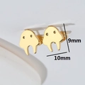Cute golden ghost shaped stainless steel stud earrings measuring 9mm by 10mm - Ghost / Gold