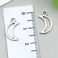 Silver hollow crescent moon charms for DIY jewelry making with ruler showing 1.5-2cm size - Moon Style (21505) / 1 Piece (15x9mm) / Antique Silver
