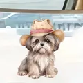 Acrylic Shih Tzu dog car pendant with straw hat in watercolor painted style - 8-Shih Tzu in Straw Hat