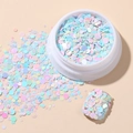 Mix of colorful round sequins for nail art in a jar with holographic pastel glitters - Korean Large Sequins #11
