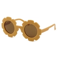 Kids flower shaped sunglasses in mustard yellow with brown lenses for sun protection - Yellow