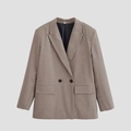 Klassieke double-breasted blazer met houndstooth patroon, oversized pasvorm en revers - XS / Bruin Houndstooth