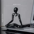 Scultura yoga astratta nera dimensioni 14x10,9x6cm per decorazioni moderne casa - Stile B Nero