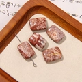 Flat rectangular natural stone beads with reddish-brown textures for jewelry making - Reddish Brown White Mottled Rectangular Style (19号)