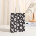 Baseball and volleyball pattern black kraft paper gift bag with white twisted handles - Black Volleyball Print Style