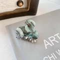Minimalist green marble pattern acetate hair claw clip for women on a vintage book - 4cm / Mountain Green