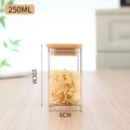 Square 250ML glass storage jar with bamboo lid, 10cm height and 6cm diameter - Diameter 60*Height 100 250ml With Bamboo Lid