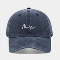Casquette de baseball bleu marine délavée vintage avec broderie blanche New York brodée - Bleu marine