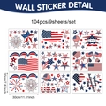 Set de 9 hojas con 104 pegatinas estáticas del 4 de julio con banderas y estrellas - 9 Hojas 104 Piezas Tema del Día de la Independencia (UV8CZL60011T_T) / 20*30cm