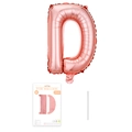 Roségoldener Buchstabe D Folienballon in Einzelverpackung inklusive Aufblasröhrchen - Buchstabe D / Roségold
