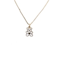 Détail du collier à chaîne dorée avec pendentif ours blanc orné d'un petit cœur doré - Blanc