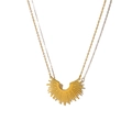 Minimalist 18K gold plated stainless steel sunray pendant necklace on white background - Gold Pillar Sunburst