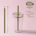 450ml clear Tritan straw cup in matcha green with stainless steel cleaning brush - 450ml / Matcha Green