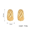 Detailed size specifications of gold spiral earrings showing 25.3mm height and 14mm width - Spiral Texture Style (STE24135-GO)