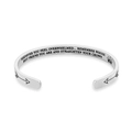 Macro detail of silver stainless steel cuff bracelet with engraved inspirational message - Best Friend Steel Color (B1076)