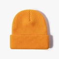 Classic vibrant orange knitted beanie with folded brim for winter warmth and style - Orange Red