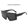 Übergroße futuristische Polarisations-Sonnenbrille mit schwarzem Rahmen und grauen Gläsern - Schwarzer Rahmen/Graue Gläser