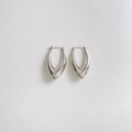Minimalist silver U-shaped stainless steel earrings with polished metallic finish - Simple U-Shape Glossy Style (PEK1849)