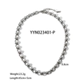 Dettaglio della collana a sfere in acciaio inox con chiusura a moschettone e catena - Collana d'Argento (YYN023401-P)