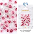 Set de decoración de uñas con rosas de resina rosa #05, perlas y brillantes - #05 Carmesí Rosa Mezclado