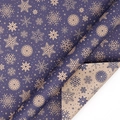 Double-sided Christmas wrapping paper with purple and kraft snowflakes design - Double Sided Snowflake