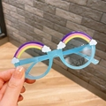 Occhiali da sole tondi blu trasparenti per bambini con arcobaleno e nuvole bianche - Blu