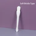 Dual-head white facial mask brush with soft bristles and integrated flat cream spatula - OPP Bag / Soft Bristle