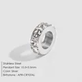 Stainless steel crystal spacer bead in silver finish, 10.5x3.5mm DIY jewelry component - April White (APR-CRYSTAL) / 10.5x3.5mm / Silver