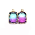 Detailed view of rectangular natural stone pendants with gradient facets and gold-plated frames - 11x18mm / No. 10 (Cyan Purple Gradient)
