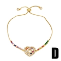 Pulsera dorada de moda para mujer con circonitas de colores y dije de corazón de perla - Estilo Corazón Circonia Colorida (D) / Colorido