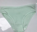 Mint green ribbed cotton panties for women with comfortable low waist design - Light Green