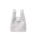 Stofftasche mit Blumenmuster, weißer Spitze und lila Blumendruck für den täglichen Einkauf - Spitzenbesatz Dekoration Handtasche Stil (Modell 2)