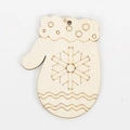 DIY Christmas wooden glove ornament with laser-cut snowflake patterns in natural finish - Glove (11) / 10 Pieces Pack