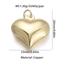 Golden heart-shaped copper pendant earring with evil eye design and dimensions - Ysn023-09 / 18K Gold