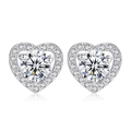 Élégantes boucles d'oreilles cœur en argent avec incrustation de zircone étincelante - Boucles d'oreilles Coeur Argent K Blanc (A-176)
