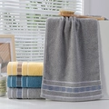 Thick cotton stripe towels in gray, navy, and yellow with high-absorbency texture - Cotton Dark Plaid Grey (Towel)