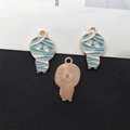 Blue and white enamel mummy pendants with gold-plated backing for DIY jewelry - Blue White Mummy 12x20mm (15134)