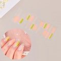 Rainbow nail stickers BB-066 with pink, green blocks and white wavy lines for DIY manicure - Pink Orange Grass Green Splicing Line Style (SS-054)