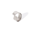 Silver hammered texture stainless steel open ring with an irregular geometric design - Silver Hammered Craft Style (TR4009-S)