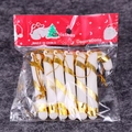 Set of 6 white and gold candy cane ornaments for Christmas tree with golden hanging cords - Set of 6 / Gold