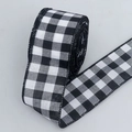 Classic black and white checkered faux linen ribbon for Christmas DIY gift wrapping - Black and White Faux Linen Plaid / 5cm*5 Yards