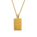 Goud vergulde roestvrijstalen ketting met rechthoekige hanger en loved gravure - Geliefd