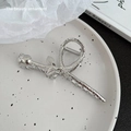 Elegant large silver metal rose shark hair clip for women with strong hold design - 23# Rose Claw Silver