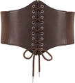 Cintura a corsetto marrone in ecopelle con lacci e fascia elastica per modellare la vita - 73cm / caffè